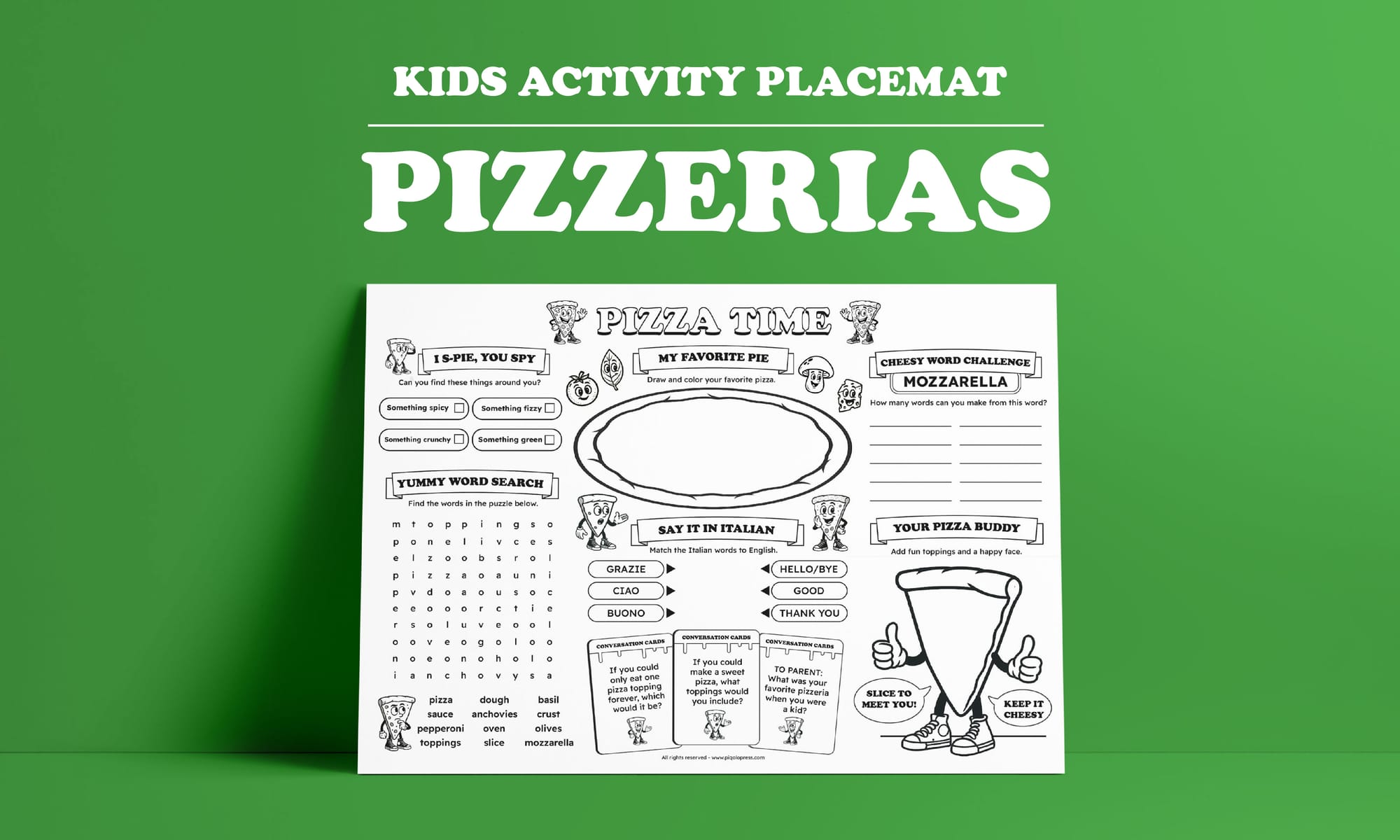 Printable Pizzeria Kids Activity Placemat