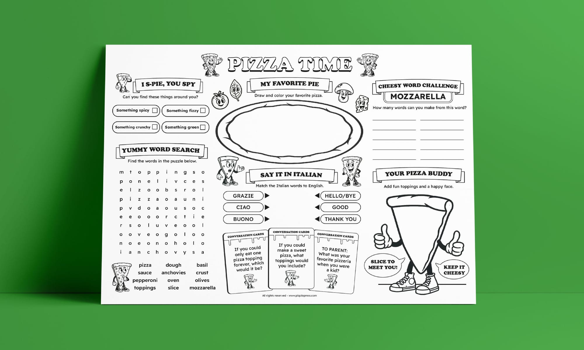 Printable Pizzeria Kids Activity Placemat