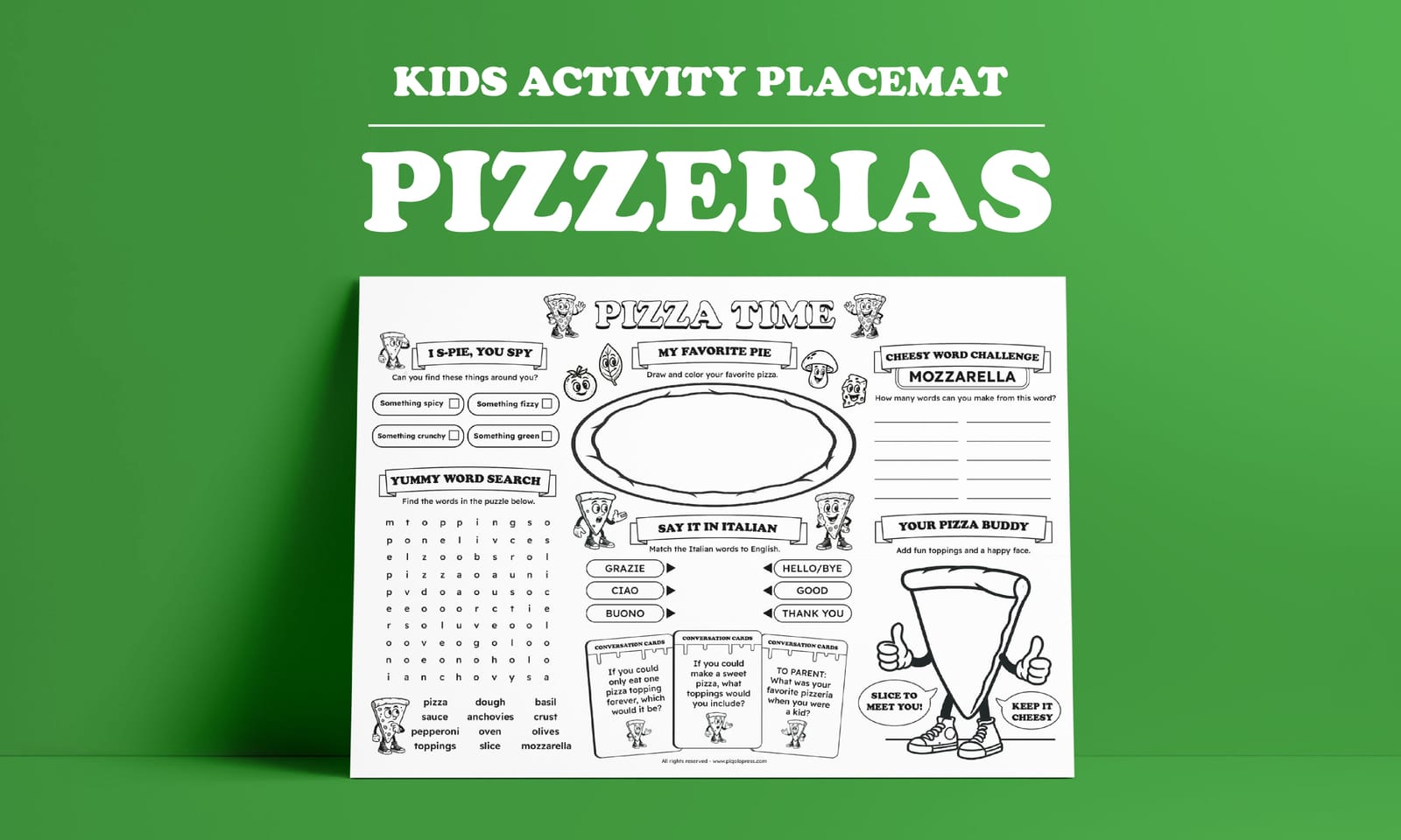 Printable Pizzeria Kids Activity Placemat